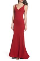 Women's Lulus Embellished Strap Trumpet Gown - Red