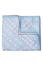 Men's Hook + Albert Batik Patterned Silk Pocket Square, Size - Blue