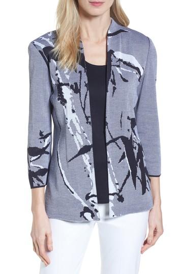 Women's Ming Wang Abstract Jacquard Jacket - Blue