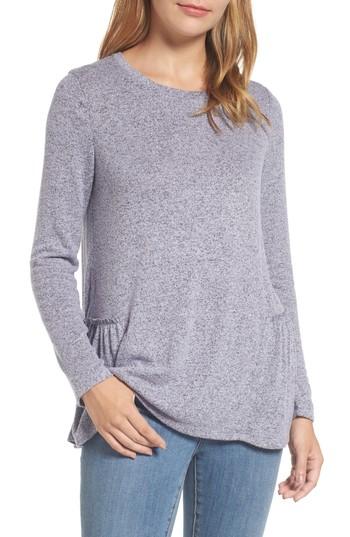 Women's Caslon Cozy Back Peplum Top, Size - Purple
