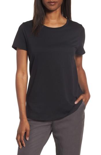 Women's Eileen Fisher Organic Cotton Crewneck Tee, Size - Black