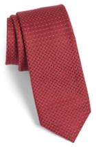 Men's Calibrate Gower Check Cotton & Silk Tie, Size - Red