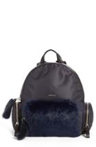 Moncler 'florine' Genuine Rabbit Fur Trim Backpack - Blue