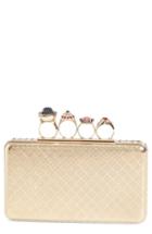 Alexander Mcqueen Embellished Knuckle Clasp Box Clutch -