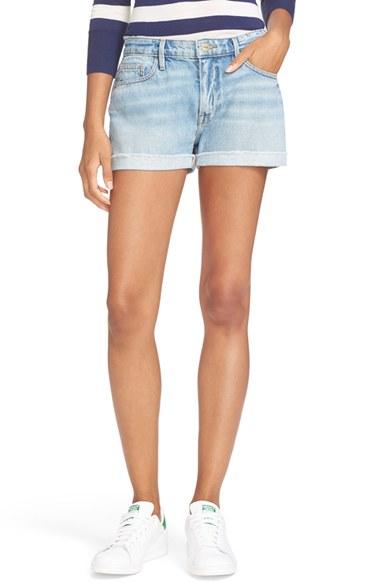 Women's Frame Cuffed Denim Boyfriend Shorts