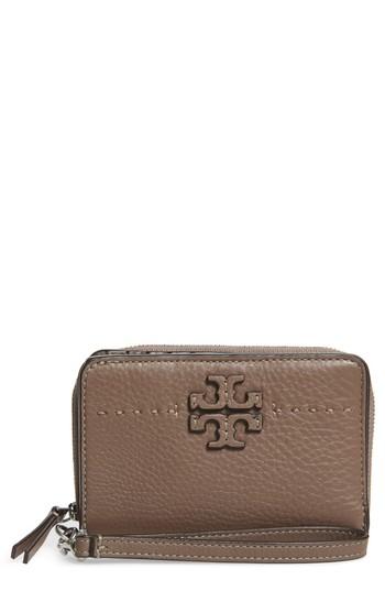 Women's Tory Burch Mcgraw Leather Bifold Wallet - Grey