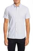 Men's Ted Baker London Sketch Slim Fit Geo Print Woven Shirt (s) - Blue