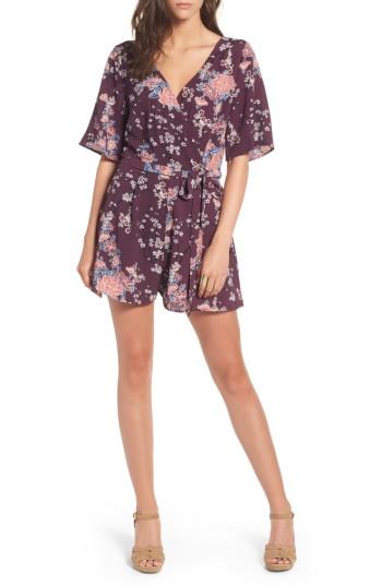 Women's Row A Floral Print Romper - Purple