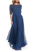 Women's La Femme Embellished Bodice Gown - Blue