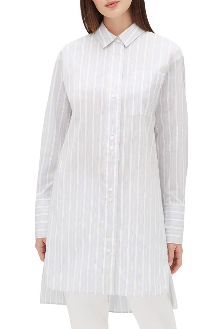 Women's Lafayette 148 New York Marvin Boulevard Stripe Boyfriend Shirt