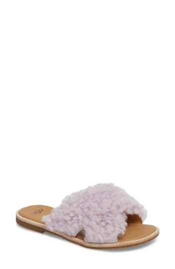 Women's Ugg Joni Genuine Shearling Slide Sandal M - Purple
