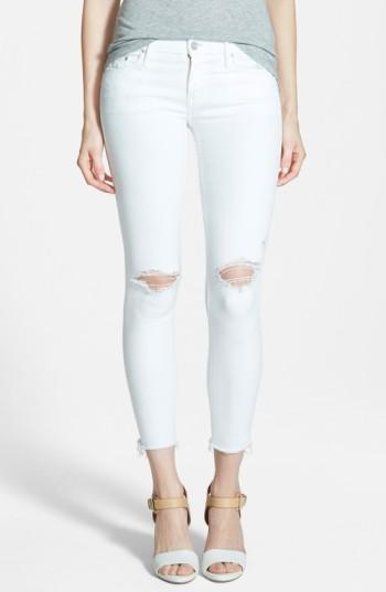 Women's Mother 'looker' Frayed Ankle Crop Jeans - White