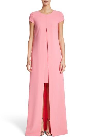 Women's St. John Evening Overlay Crepe A-line Gown