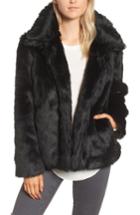Women's Hinge Faux Fur Jacket, Size - Black