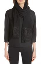 Women's Max Mara Corona Crystal Wool Scarf, Size - Black