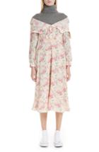 Women's Junya Watanabe Mixed Media Floral Turtleneck Dress