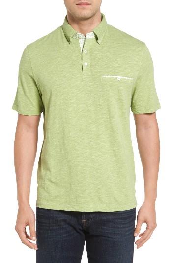 Men's Thomas Dean Print Trim Heathered Jerey Polo