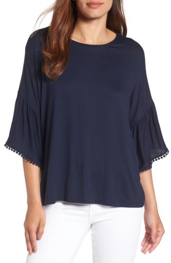 Women's Bobeau Flounce Sleeve Knit Top - Blue