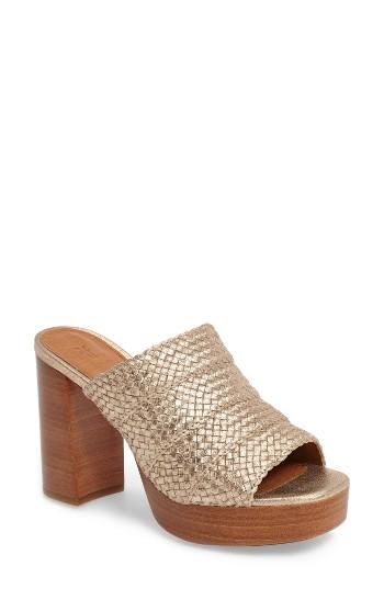 Women's Frye Katie Woven Platform Slide M - Metallic