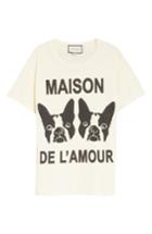 Women's Gucci Maison De L'amour Dog Print Cotton Jersey Tee, Size - Ivory