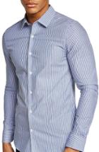 Men's Topman Muscle Fit Stripe Shirt - Blue