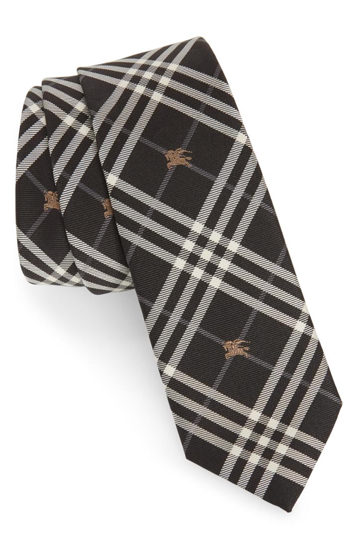 Men's Burberry Stanfield Microcheck Silk Tie, Size - Black