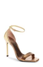 Women's Saint Laurent Amber Ankle Strap Sandal Us / 35eu - Metallic