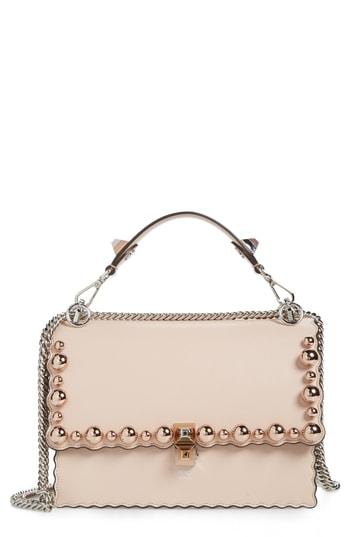 Fendi Mini Kan I Imitation Pearl Scallop Leather Shoulder Bag - Pink