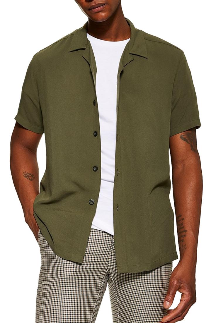 Men's Topman Revere Shirt - Green