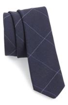 Men's Eleventy Windowpane Wool Skinny Tie, Size - Blue