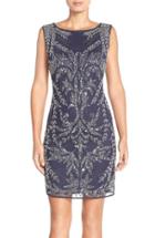 Women's Pisarro Nights Embellished Mesh Sheath Dress - Blue