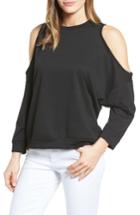 Women's Caslon Cold Shoulder Sweatshirt, Size - Black