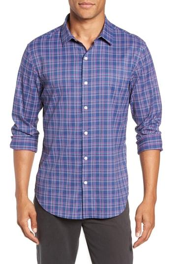 Men's Bonobos Slim Fit Plaid Performance Sport Shirt, Size R - Blue