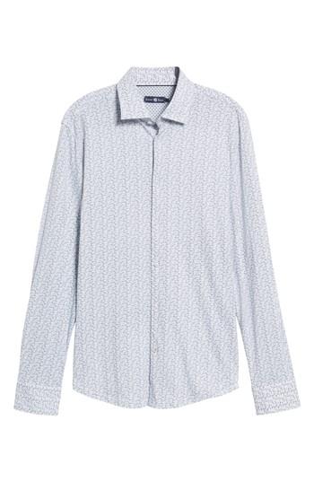 Men's Stone Rose Slim Fit Print Knit Sport Shirt - Black