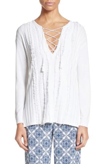 Women's St. John Collection Fil Coupe Lace-up Tunic, Size - White