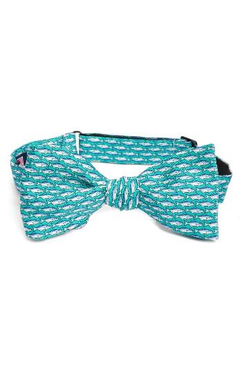 Men's Vineyard Vines Blue Fish Print Silk Bow Tie