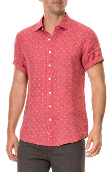 Men's Rodd & Gunn Hans Bay Sports Fit Flamingo Print Sport Shirt, Size - Coral