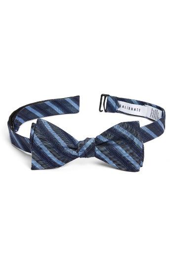 Men's Calibrate Stripe Silk Bow Tie, Size - Blue