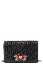 Women's Miu Miu Delice Matelasse Leather Wallet On A Chain - Black