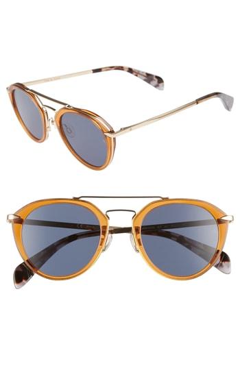 Women's Rag & Bone 49mm Round Sunglasses - Brick Coral