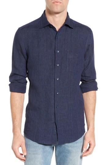 Men's Rodd & Gunn Mount Bruce Sports Fit Linen Sport Shirt - Blue