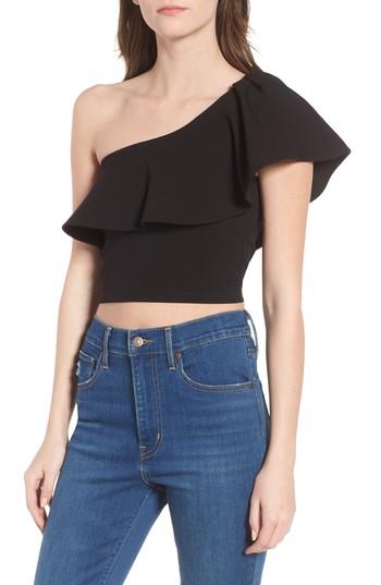 Women's Leith One-shoulder Crop Top - Black