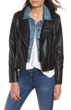 Women's Blanknyc Faux Leather & Denim Jacket, Size - Black