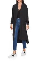 Women's 1.state Ruched Sleeve Space Dye Long Cardigan - Grey