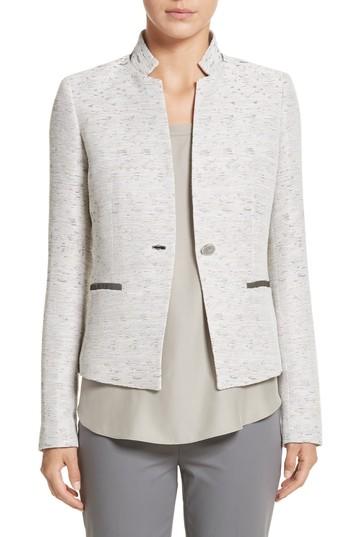 Women's Lafayette 148 New York Zanna Metallic Knit Blazer - Grey