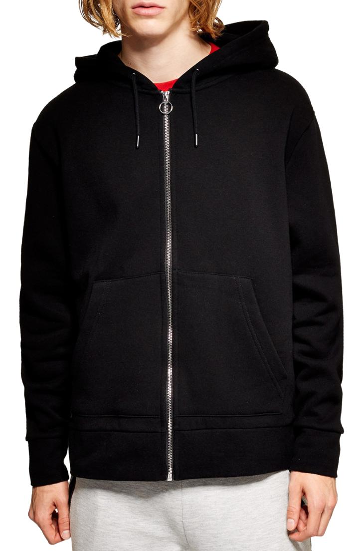 Men's Topman Zip Hoodie - Black