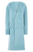 Women's Topshop Collarless Wool Blend Coat - Blue