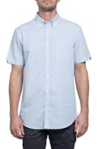 Men's Ben Sherman Slim Fit Stripe Short Sleeve Sport Shirt - Blue