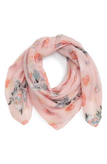 Women's Bp. Pleated Floral Print Scarf, Size - Pink