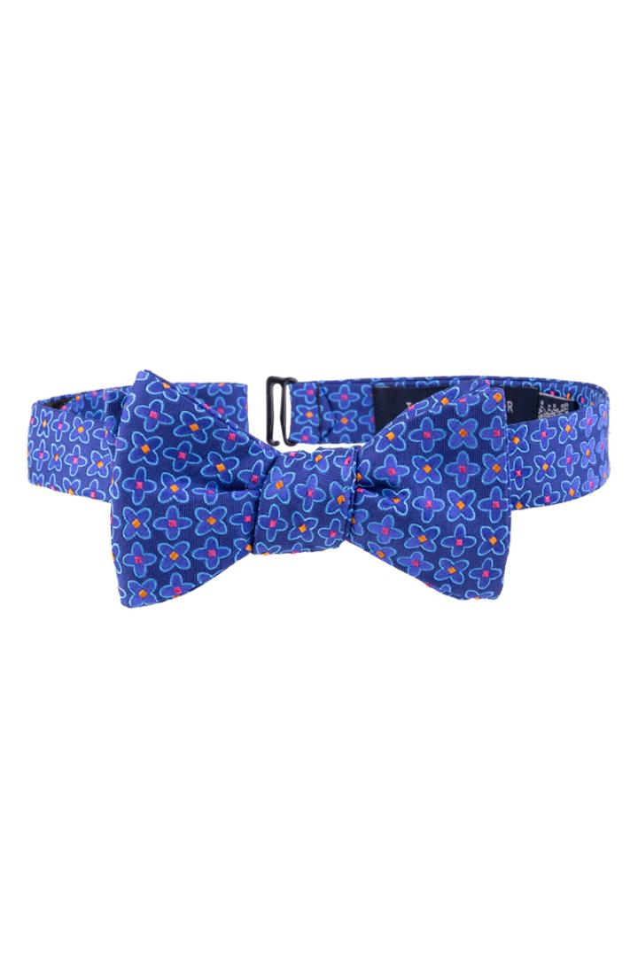 Men's Ted Baker London Frame Flower Silk Bow Tie, Size - Blue